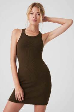 Goddess Ribbed Go-To Dress - Espresso -Style Avenue W8207R 04046 b1 s1 a6 1 m177