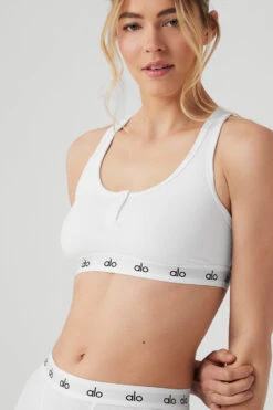 Icon Ribbed Henley Bra - White -Style Avenue W9316R 00 b1 s1 a4 2 m89
